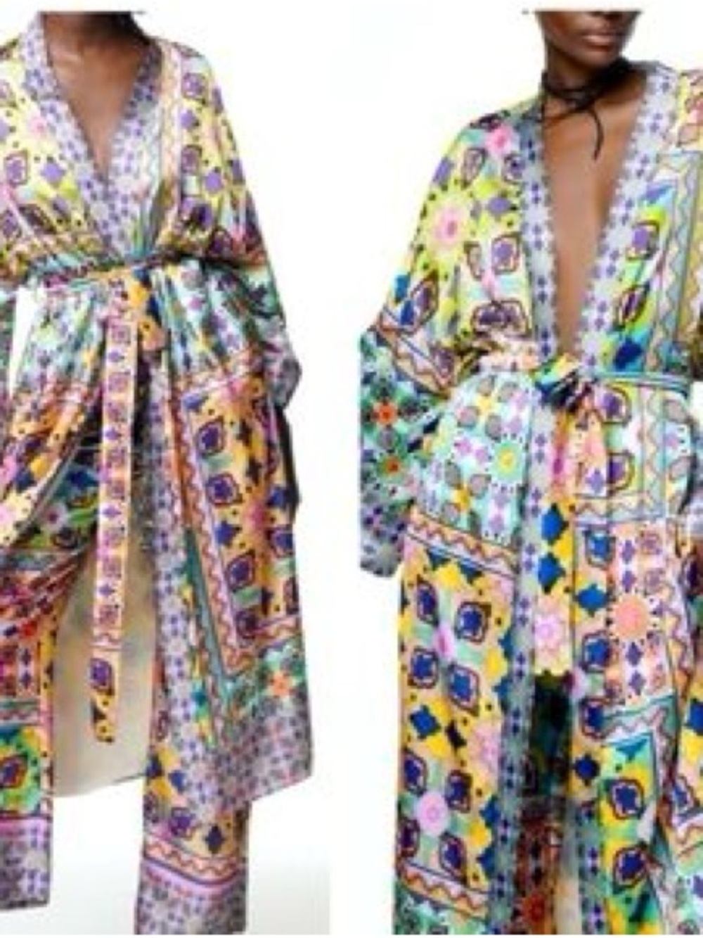 ZARA Floral Printed Long Kimono | MSRP $169 | Multicolor Pastel | Medium
